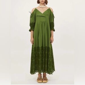 Ulla Johnson Broderie Anglaise Green Eyelet Maxi Dress